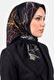 وشاح نسائي أسود مزين بنقشة فروع الشجرة الخضراء