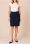 Women's Navy Blue Denim Skirt High Waist Midi Length Denim Skirt with Lycra and Back Slit Premium
