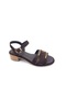 Rachel Genuine Suede Leather Low Heeled Women's Brown Suede Sandals Shoes - 4