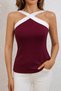 Women's Diver Blouse with Crossed Strips Detailing on the Shoulders and Open Front - 3