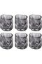 Set of 6 Grey Vintage Crystal Beverage Glasses 6.7oz - Elegant Tumblers for Iced Juice, Sparkling Soda