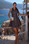 Brown Buttoned Back Detail Sleeveless Mini A-Line Dress Ate-5881