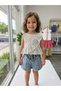 Girl's Summer Suspender Top and Denim Shorts Set with Ruffle Details, 2-Piece Set - 2