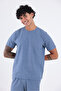 Waffle Textured Embroidery Logo Detailed Oversize Men's T-Shirt - 5