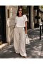Women's Brode Embroidered Gipe Detailed Carmen Collar Loose Gathered Sleeve Summer Blouse - 2