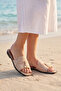 "Soleil" Suede Genuine Leather Look Comfort Sole Beige Women's Slippers - Buckle Back Strap Square Toe Casual - 4