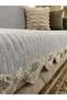 Velvet Lace Sofa Cover - Protective and Non-Slip Base with Sponge (170X210) Light Gray - 3