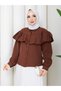 Women's Hijab Ruffled Flounce Detailed Long Sleeve Shirt Blouse - 5