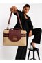 Glanzia Aura Bordeaux Straw Bag Wicker Women's Shoulder and Crossbody Bag Stylish Daily Use Burgundy