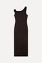 Women's Brown Shoulder Detailed Midi Linen Dress - 2