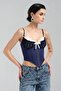 Women's Blouse Corset with Brooch Detail on the Front and Agrafl Design on the Front