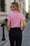 Women's Pink Polka Dot Short Sleeve Shirt Arm-26Y001137 - 2