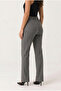 Women's Smoked Premium Polyviscon Buttoned Gray Woven Trousers with Elastic Back Ela-2328 - 3