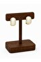 Gold Framed Women's Earrings with Stone Detail - 2