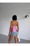 Women's Candy Pink Halter Neck High Neck Sleeveless Satin Blouse - 3