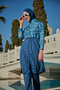 Rabia Chin Patterned Parachute Full Covered Hijab Swimsuit Rms-R040-26 Navy Blue - 3