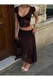 Premium Lined Guipure Lace Crop Top and Midi Skirt Two-Piece Set