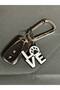 Love Themed Keychain with Dog Paw Design - Black and White