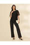 Women's Black Embellished Lace Blouse - 2