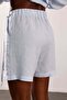 Baby Blue Pleated Linen Shorts 17532 - 5