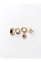 Stylish Steel Earrings with Stones and Dangles, Set of 4 |   Does Not Darken |   Women's Earrings with Gift Box - 2