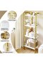 Modern 4-Tier Ladder Bookshelf - Open Display Bookcase with Marble Wood Shelves - Sturdy Iron Frame - Space-Saving Storage for Office, Living Room, Bedroom, Kitchen - 4