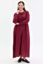 Women's Dress with Tie Collar and Drawstring - 4