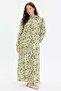 Patterned Long Dress with Scarf Collar