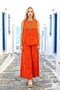 Orange Melted Fabric Pants and Blouse Double Set - 2