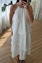 Ekru Embroidered Collar Long Dress 3454 - 2