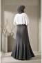 Bürümcük Fabric Elastic Waist Gathered Skirt 0561-05 Anthracite - 5