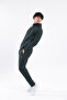 Honeycomb Textured Zippered Hooded Embroidered Logo Men's Tracksuit Set - 3