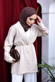 Beige Elastic Waist Dabıl Jacket