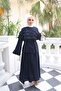 Navy Blue Shirt and Layered Skirt Set