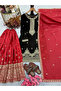 Black & Red Chinon Silk Embroidered Palazzo Set - HRT8583 | Black & Red - 3