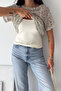 Women's Sequined Transparent Blouse and Undershirt Two-Piece Set Short Sleeve Stylish Top - 4