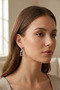 Silver Color Vip Series Tifani Zircon Stone Women's Earrings - 3