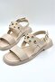 Gold Accessory Detailed Daily Comfortable Women's Sandals Beige (32)