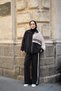 Women's Double Color Stripe Detail Double Pocket Elastic Waist Parachute Suit Black