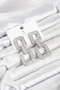 Silver Color Zircon Stone Square Model Women's Evening Dress Earrings - 2
