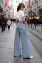 Women's Ultra Baggy Loose Fit Regular Waist Denim Trousers Premium Wide Leg Jeans E7021-Light Blue - 8