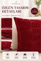 Embossed Textured Burgundy Cushion Cover Decorative Zippered Modern Sofa Pillow Cover Single - 4