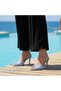 Lumina Mirrored Stone Detailed Glittery Satin Pleated Heeled Shoes - 7
