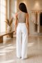 Alyona Wide Leg Lycra High Waist Women's White Jeans&Denim Pants - 2