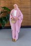 Women's Tulle Floral Embroidered Bat Sleeve Linen Suit - 5