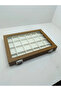 Glass Lid Leather Fabric Coffee-White Color 34 cm / 24 cm 24 Compartments Jewelry Display Stand - 6