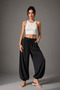 Women's Black Modal Fabric Flowy Shalwar Trousers - 6