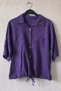 Purple Shirt Collar 3/4 Sleeve Buttoned Pocketed Tie-Waist Embroidered Casual Cotton Woven Shirt 60 55 - 2