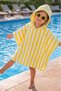 Outlet Girls-Boys Children's Hooded Sea-Beach-Pool Bamboo Towel Poncho 3-5 Years Old Striped/ Yellow