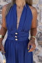 Indigo Gold Buttoned Neck Tie Dress - 4